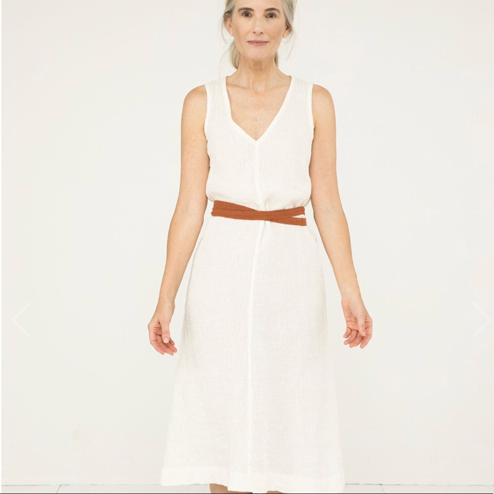 Elizabeth Suzann Polly Midi in Ivory Linen Gauze
